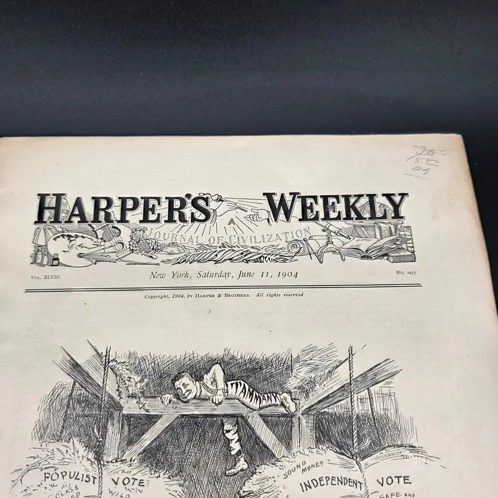 Harper's Weekly June 11 1904 Political Cartoon He Wants Them Both W.A. Rogers